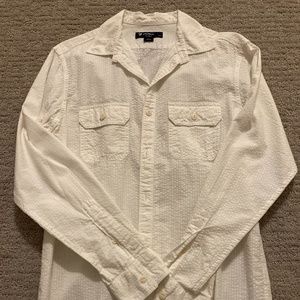 White textured button down